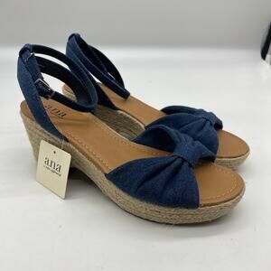 a.n.a Womens Dukes Heeled Sandals Denim Blue Size 9.5